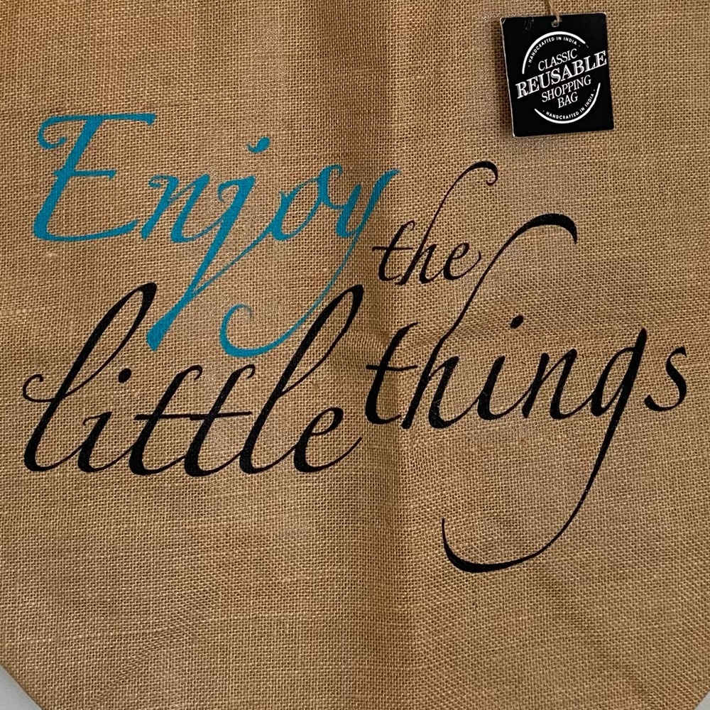 Reusable Shopping Tote Bag with Blue Handles